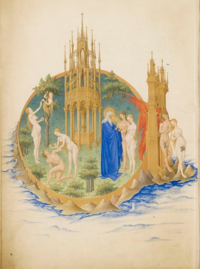 Très Riches Heures du duc de Berry Folio 25, verso: De tuin van Eden door Limbourg Brothers